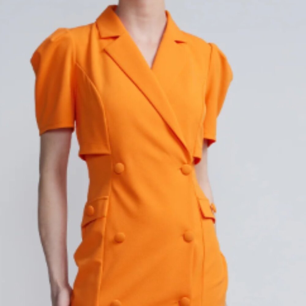 Notch Lapel Puff Sleeve Bodycon Blazer Dress Size Small